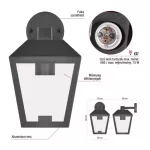 EMOS ZGB020P, LED kerti fali lámpa, 18 x 15 x 24,5 cm, 1 x E27, 15 W