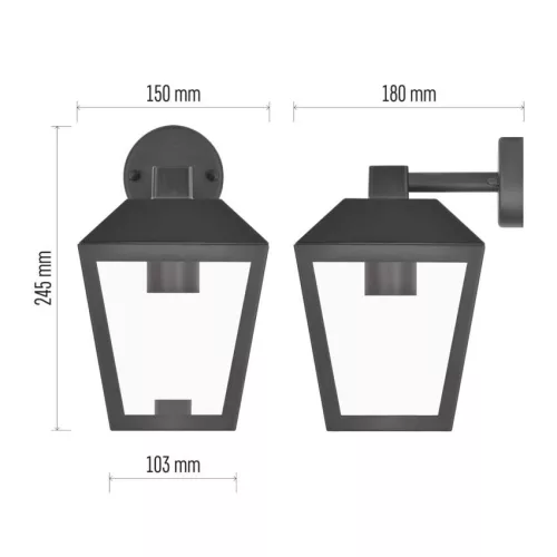 EMOS ZGB020P, LED kerti fali lámpa, 18 x 15 x 24,5 cm, 1 x E27, 15 W
