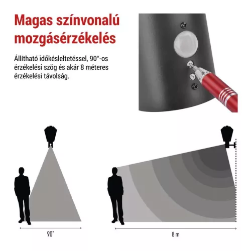 EMOS ZGB040P, LED kerti fali lámpa szürkületérzékelővel, 19,8 x 15 x 29,8 cm, 1 x E27, 15 W