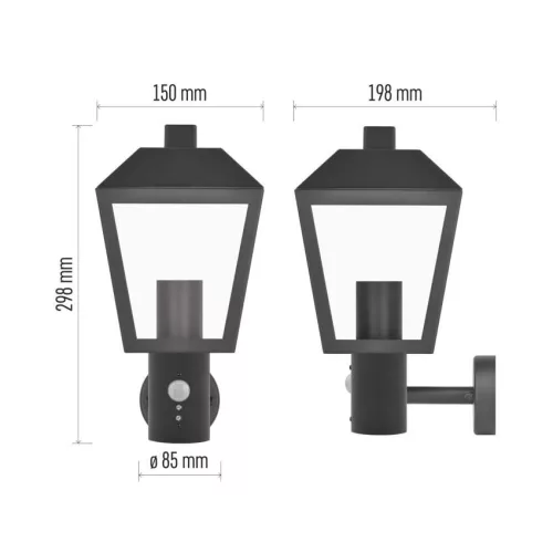 EMOS ZGB040P, LED kerti fali lámpa szürkületérzékelővel, 19,8 x 15 x 29,8 cm, 1 x E27, 15 W