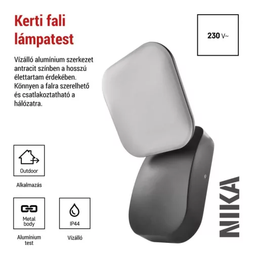 EMOS ZGE014L, LED kerti fali lámpa, 12 x 12 x 20 cm, 12,5 W, meleg fehér