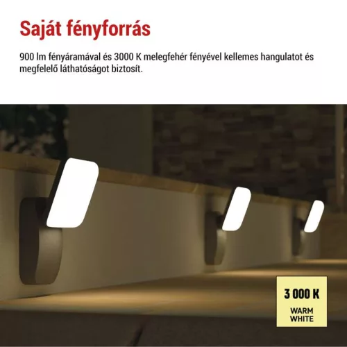 EMOS ZGE014L, LED kerti fali lámpa, 12 x 12 x 20 cm, 12,5 W, meleg fehér