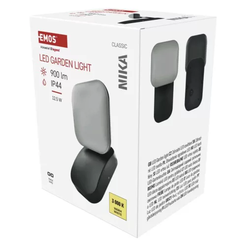 EMOS ZGE014L, LED kerti fali lámpa, 12 x 12 x 20 cm, 12,5 W, meleg fehér