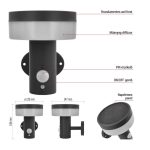 EMOS ZGJ044S, LED napelemes kerti fali lámpa TERION szürkületérzékelővel, 12,5 x 14,7 x 14,2 cm