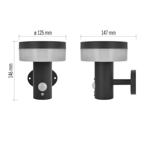 EMOS ZGJ044S, LED napelemes kerti fali lámpa TERION szürkületérzékelővel, 12,5 x 14,7 x 14,2 cm