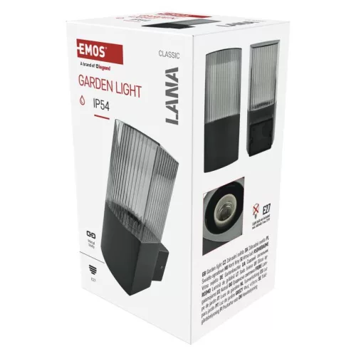 EMOS ZGL010P, LED kerti fali lámpa, 11,9 x 10,6 x 21,8 cm, 1 x E27, 25 W
