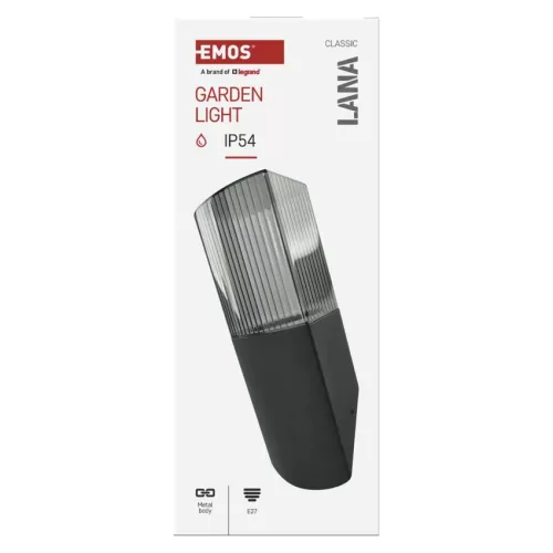 EMOS ZGL020P, LED kerti fali lámpa, 10,6 x 8,8 x 28, cm, 1 x E27, 25 W