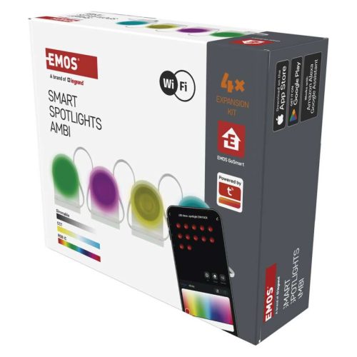 EMOS ZIW154R, GoSmart LED reflektor - 85 cm-es lánc, 4 rész, 7 W, RGBIC+CCT, dimmelhető, WiFi