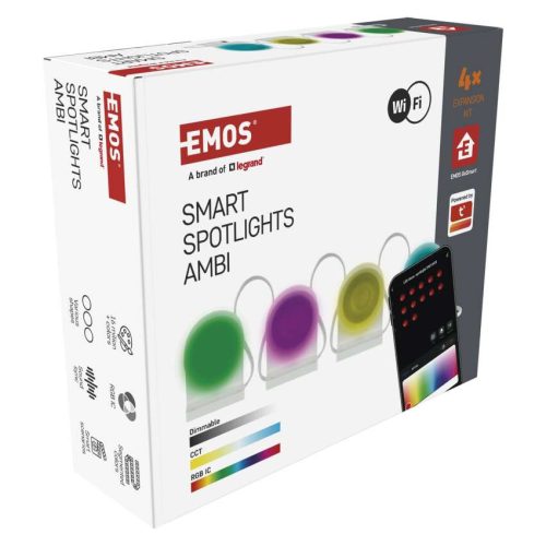 EMOS ZIW154R, GoSmart LED reflektor - 85 cm-es lánc, 4 rész, 7 W, RGBIC+CCT, dimmelhető, WiFi