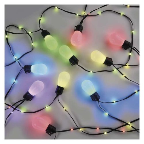 EMOS ZIW17FR, GoSmart LED fényfüzér – 15× parti izzók, 15 m, kültéri és beltéri, RGBIC WiFi