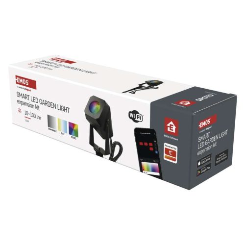 EMOS ZIW191R, GoSmart kültéri LED spotlámpa, bővítő készlet, 1 darab, 1,5 W, RGBIC dimmelhető, WiFi
