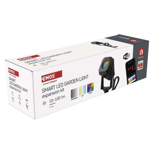 EMOS ZIW191R, GoSmart kültéri LED spotlámpa, bővítő készlet, 1 darab, 1,5 W, RGBIC dimmelhető, WiFi