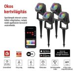 EMOS ZIW194R, GoSmart kültéri LED spotlámpa, kezdő készlet, 4 darab, 7 W, RGBIC dimmelhető, WiFi