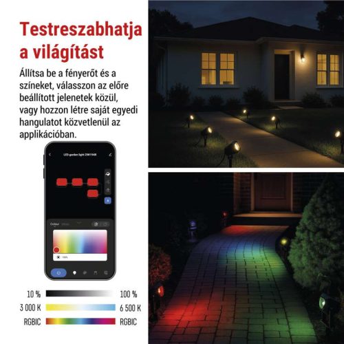 EMOS ZIW194R, GoSmart kültéri LED spotlámpa, kezdő készlet, 4 darab, 7 W, RGBIC dimmelhető, WiFi