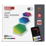EMOS ZIW223R, GoSmart LED-es lámpatest Hexagon, kiegészítő készlet,3 rész, 1,8 W, RGBIC dimmelhető, WiFi