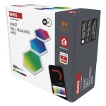 EMOS ZIW223R, GoSmart LED-es lámpatest Hexagon, kiegészítő készlet,3 rész, 1,8 W, RGBIC dimmelhető, WiFi