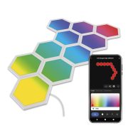   EMOS ZIW22AR, GoSmart LED-es lámpatest Hexagon, indító készlet, 10 rész, 19 W, RGBIC dimmelhető, WiFi