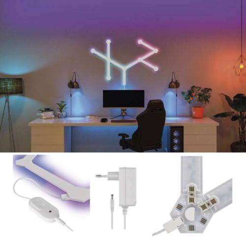 EMOS ZIW249R, GoSmart LED lámpatest Lines fehér, 9 részből álló, 34 W, RGBIC dimmelhető, WiFi