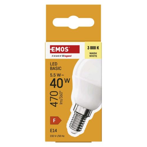 EMOS ZL1F22, LED izzó Basic Mini Globe / E14 / 5,5 W (40 W) / 470 lm / Meleg fehér