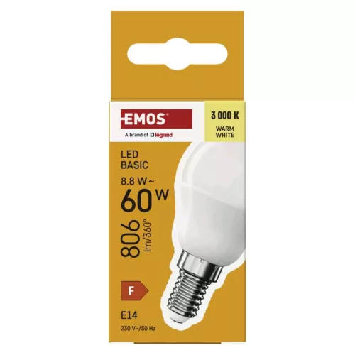 EMOS ZL1F47, LED izzó Basic MINI GLOBE E14 / 8,8 W (60 W) / 806 lm / Meleg fehér