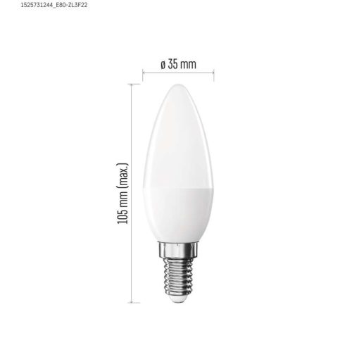 EMOS ZL3F23, LED izzó Basic gyertya / E14 / 5,5 W (40 W) / 470 lm / Meleg fehér