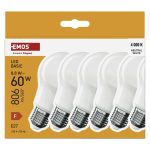EMOS ZL5F48.6, LED izzó Basic A60 / E27 / 8,8 W (60 W) / 806 lm / Természetes fehér