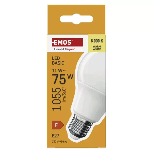 EMOS ZL5F57, LED izzó Basic A60 / E27 / 11W (75 W) / 1055 lm / Meleg fehér