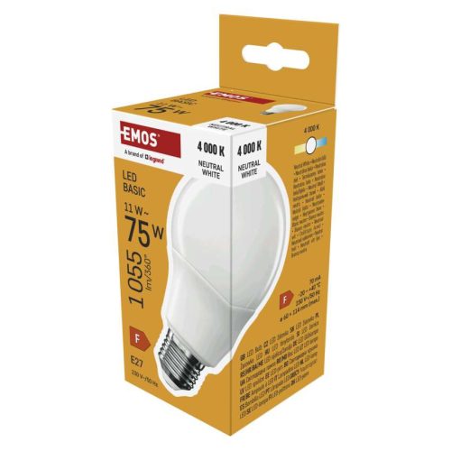 EMOS ZL5F58, LED izzó Basic A60 / E27 / 11W (75 W) / 1055 lm / Természetes fehér