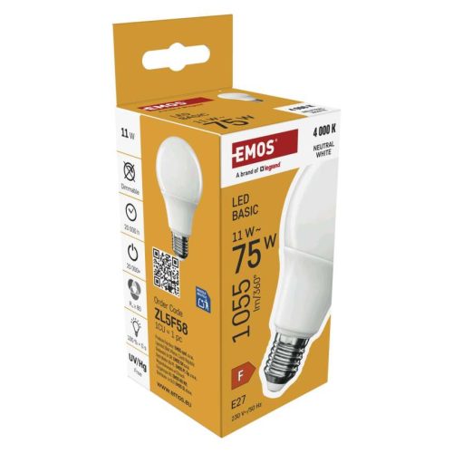EMOS ZL5F58, LED izzó Basic A60 / E27 / 11W (75 W) / 1055 lm / Természetes fehér