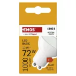 EMOS ZL8F53, LED izzó Basic MR16 fehér/ GU10 / 10 W (72 W) / 1000 lm / Természetes fehér