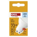 EMOS ZL8F54, LED izzó Basic MR16 fehér/ GU10 / 10 W (72 W) / 1000 lm / Hideg fehér