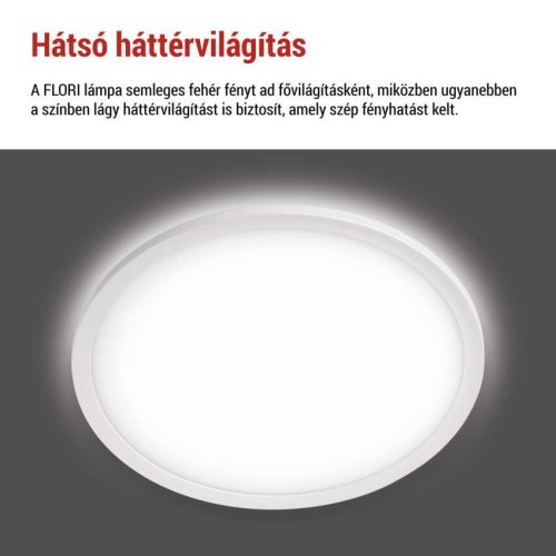 EMOS ZM1400, LED felületi lámpatest FLORI kerek, fehér, 18W, semleges fehér