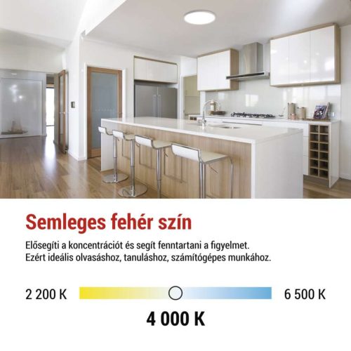 EMOS ZM1400, LED felületi lámpatest FLORI kerek, fehér, 18W, semleges fehér