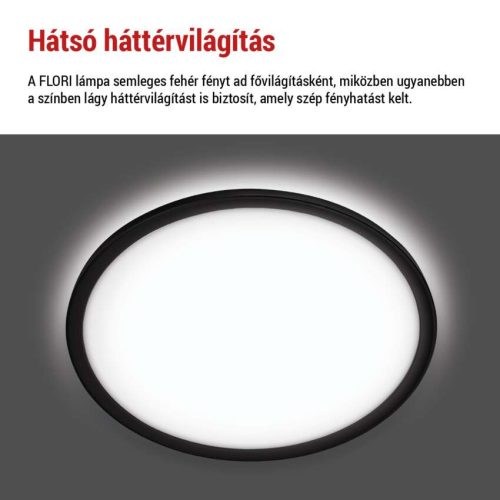 EMOS ZM1405, LED felületi lámpatest FLORI fekete, fehér, 22W, semleges fehér
