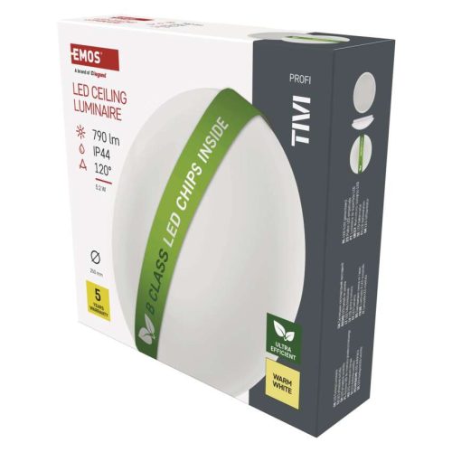 EMOS ZM3415, LED mennyezeti lámpatest TIVI, B CLASS, kerek, fehér 5,2W, IP44, Meleg fehér