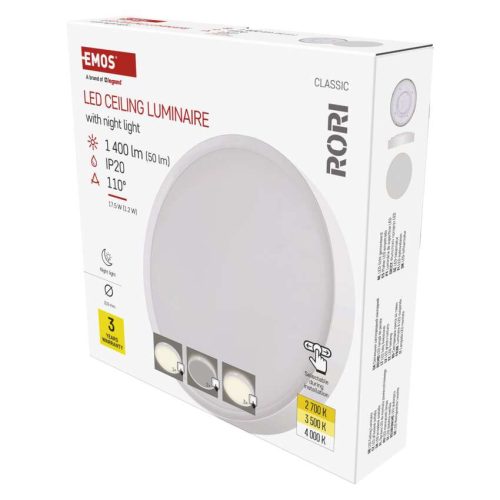 EMOS ZM4400, LED felületi lámpatest RORI kerek, fehér, 17W, CCT