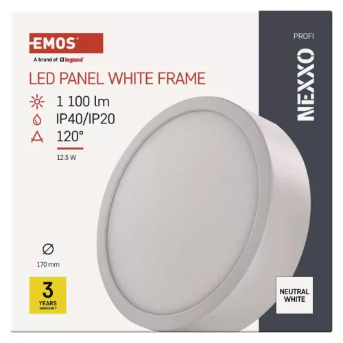 EMOS ZM5135, LED felületi lámpatest NEXXO, kerek, fehér, 12,5W, Természetes fehér