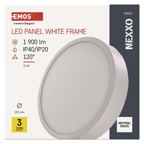 EMOS ZM5145, LED-es felületi lámpatest NEXXO, kerek, fehér, 21W, semleges fehér