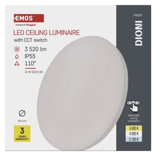 EMOS ZM7152, LED felületi lámpatest DIONI kerek, fehér, 32W, CCT