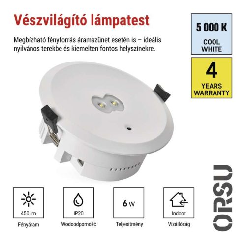 EMOS ZN1320, EMOS LED vészvilágító lámpatest ORSU 6W 450 lm 3 óra