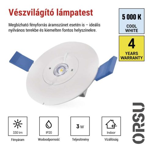 EMOS ZN1340, EMOS LED vészvilágító lámpatest ORSU 2W 300lm 3 óra