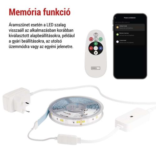 EMOS ZPW218R, GoSmart LED szalag WiFi 2m, 11W, 750lm, RGB/CCT