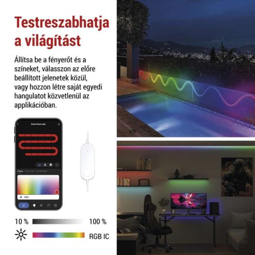 EMOS ZPW313I, GoSmart Rugalmas LED szalag NEON fehér, 3 m, 23 W, RGBIC dimmelhető, WiFi