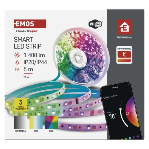 EMOS ZPW518R, GoSmart LED szalag WiFi 5m, 22W, 1400lm, RGB/CCT