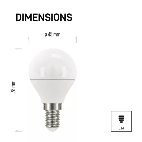 EMOS ZQ1220.3, LED izzó Classic Mini Globe / E14 / 5 W (40 W) / 470 lm / meleg fehér 3db