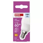 EMOS ZQ1E44, LED izzó Classic Mini Globe / E14 / 6,5 W (60 W) / 806 lm / Hideg fehér