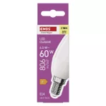 EMOS ZQ3E41, LED izzó Classic gyertya / E14 / 6,5 W (60 W) / 806 lm / Meleg fehér