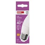 EMOS ZQ4E23, LED izzó Classic gyertya / E27 / 4,2 W (40 W) / 470 lm / Természetes fehér