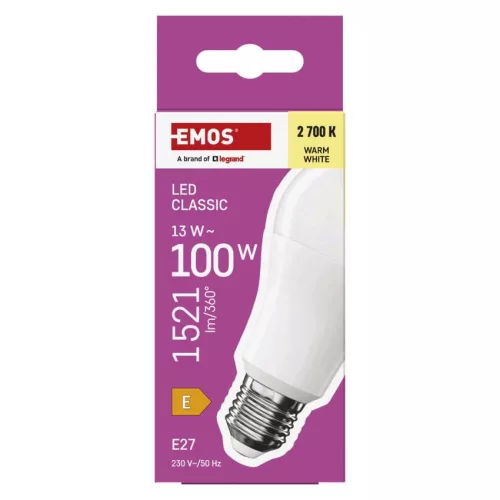 EMOS ZQ5E61, LED izzó Classic A60 / E27 / 13 W (100 W) / 1521 lm / Meleg fehér