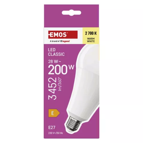 EMOS ZQ5E91, LED izzó Classic A95 / E27 / 28 W (200 W) / 3452 lm / Meleg fehér